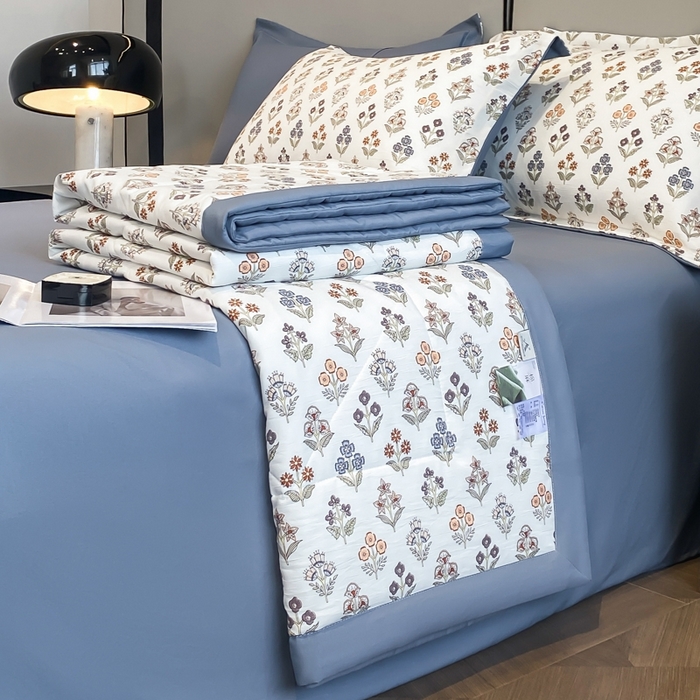 91家纺网 家纺一手货源 找家纺 帕拉美拉 2026新款A类棉麻夏被四件套 花颂