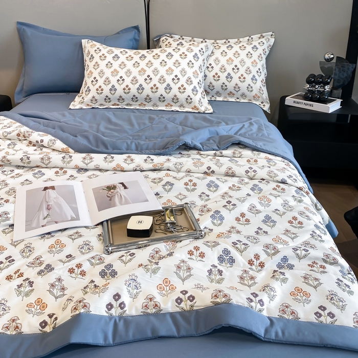 91家纺网 家纺一手货源 找家纺 帕拉美拉 2026新款A类棉麻夏被四件套 花颂