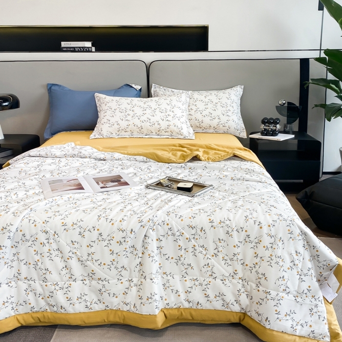 91家纺网 家纺一手货源 找家纺 帕拉美拉 2026新款A类棉麻夏被四件套 静香-黄