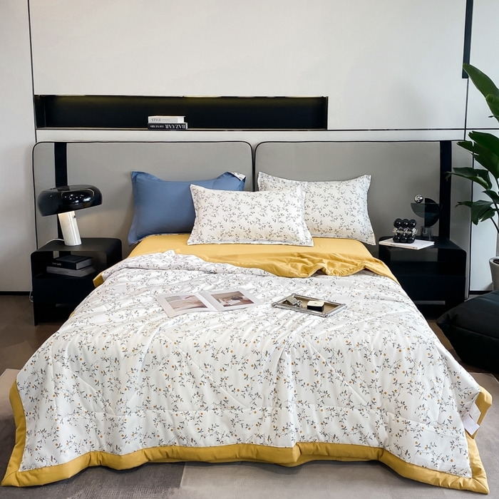 91家纺网 家纺一手货源 找家纺 帕拉美拉 2026新款A类棉麻夏被四件套 静香-黄