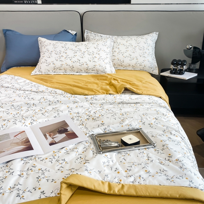 91家纺网 家纺一手货源 找家纺 帕拉美拉 2026新款A类棉麻夏被四件套 静香-黄