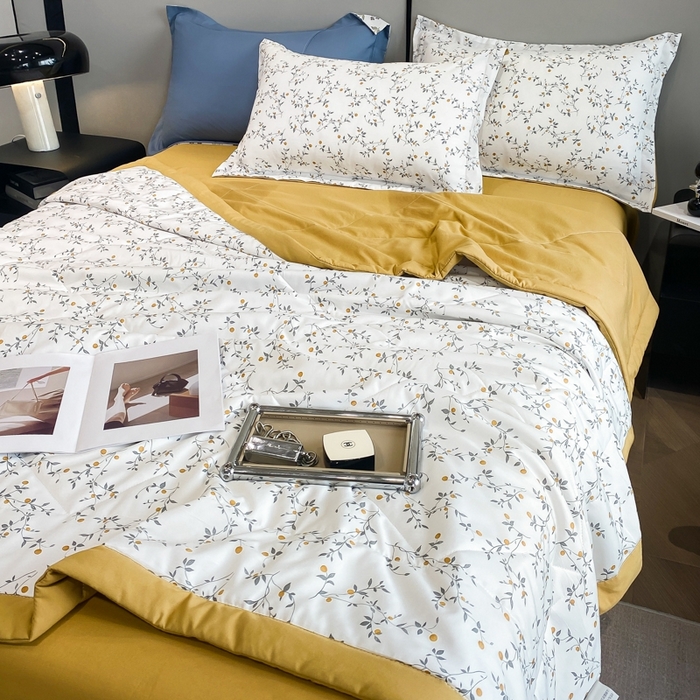 91家纺网 家纺一手货源 找家纺 帕拉美拉 2026新款A类棉麻夏被四件套 静香-黄