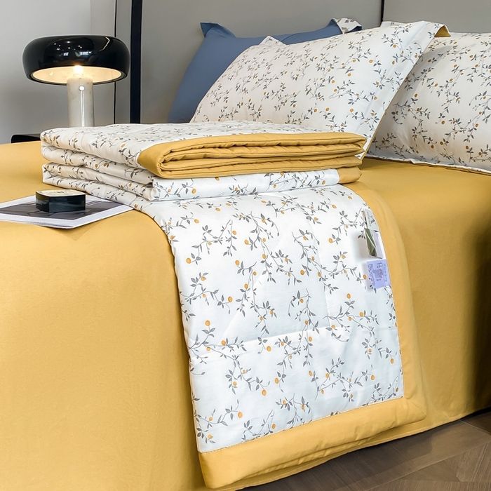 91家纺网 家纺一手货源 找家纺 帕拉美拉 2026新款A类棉麻夏被四件套 静香-黄