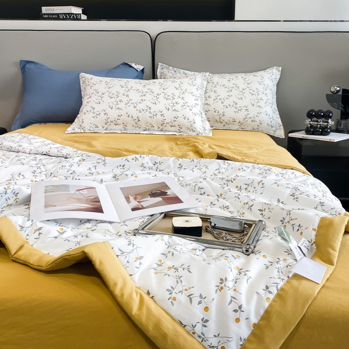 91家纺网 家纺一手货源 找家纺 帕拉美拉 2026新款A类棉麻夏被四件套 静香-黄