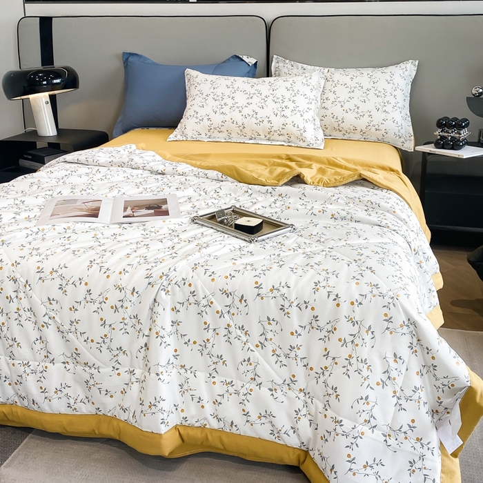 91家纺网 家纺一手货源 找家纺 帕拉美拉 2026新款A类棉麻夏被四件套 静香-黄