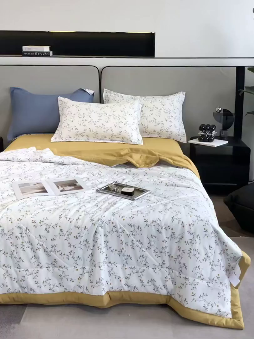 91家纺网 家纺一手货源 找家纺 帕拉美拉 2026新款A类棉麻夏被四件套 静香-黄