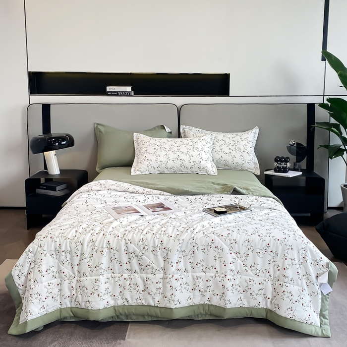 91家纺网 家纺一手货源 找家纺 帕拉美拉 2026新款A类棉麻夏被四件套 静香-绿