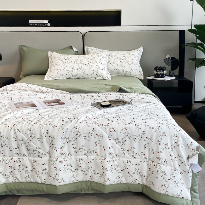 91家纺网 家纺一手货源 找家纺 帕拉美拉 2026新款A类棉麻夏被四件套 静香-绿