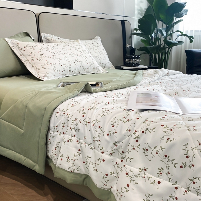 91家纺网 家纺一手货源 找家纺 帕拉美拉 2026新款A类棉麻夏被四件套 静香-绿