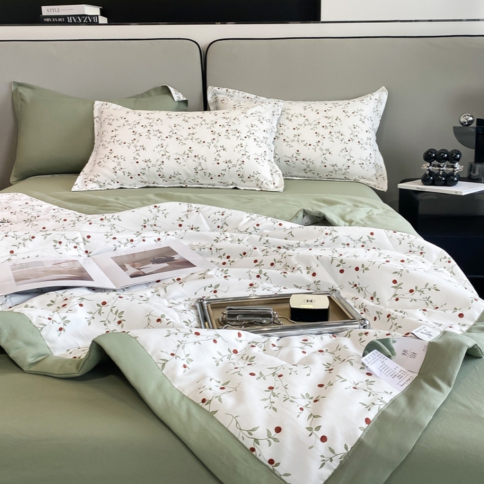91家纺网 家纺一手货源 找家纺 帕拉美拉 2026新款A类棉麻夏被四件套 静香-绿
