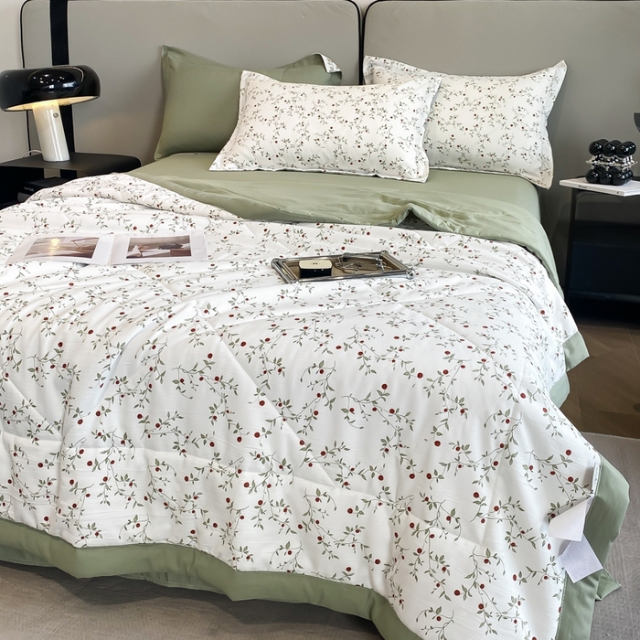 91家纺网 家纺一手货源 找家纺 帕拉美拉 2026新款A类棉麻夏被四件套 静香-绿