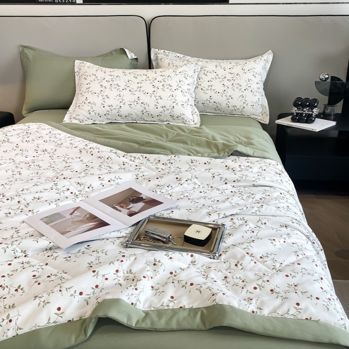 91家纺网 家纺一手货源 找家纺 帕拉美拉 2026新款A类棉麻夏被四件套 静香-绿