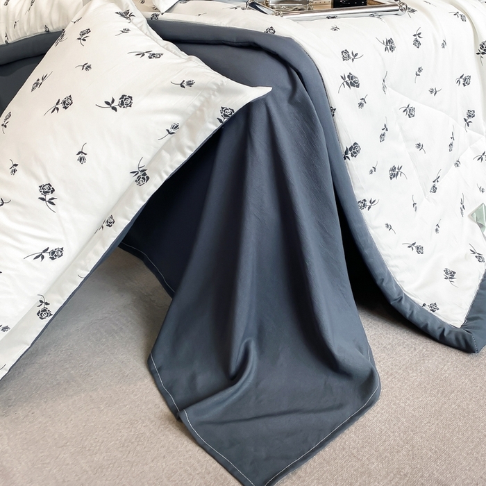 91家纺网 家纺一手货源 找家纺 帕拉美拉 2026新款A类棉麻夏被四件套 铃兰-灰