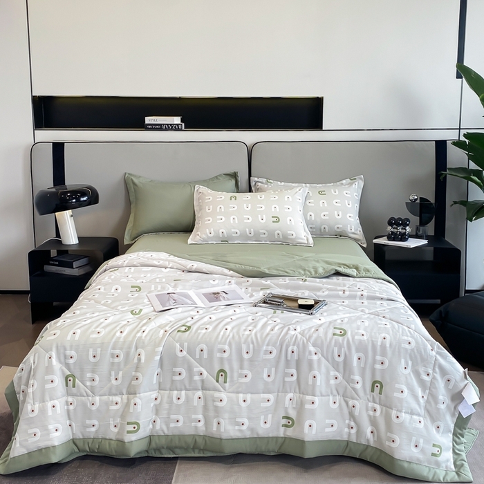 91家纺网 家纺一手货源 找家纺 帕拉美拉 2026新款A类棉麻夏被四件套 琉璃-绿