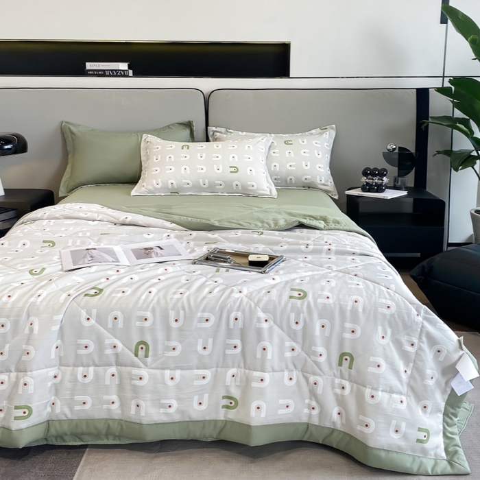 91家纺网 家纺一手货源 找家纺 帕拉美拉 2026新款A类棉麻夏被四件套 琉璃-绿