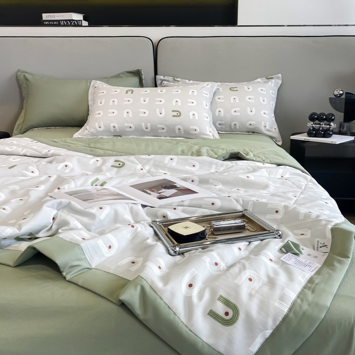 91家纺网 家纺一手货源 找家纺 帕拉美拉 2026新款A类棉麻夏被四件套 琉璃-绿