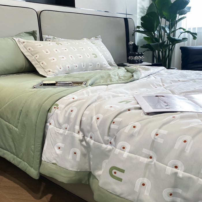 91家纺网 家纺一手货源 找家纺 帕拉美拉 2026新款A类棉麻夏被四件套 琉璃-绿