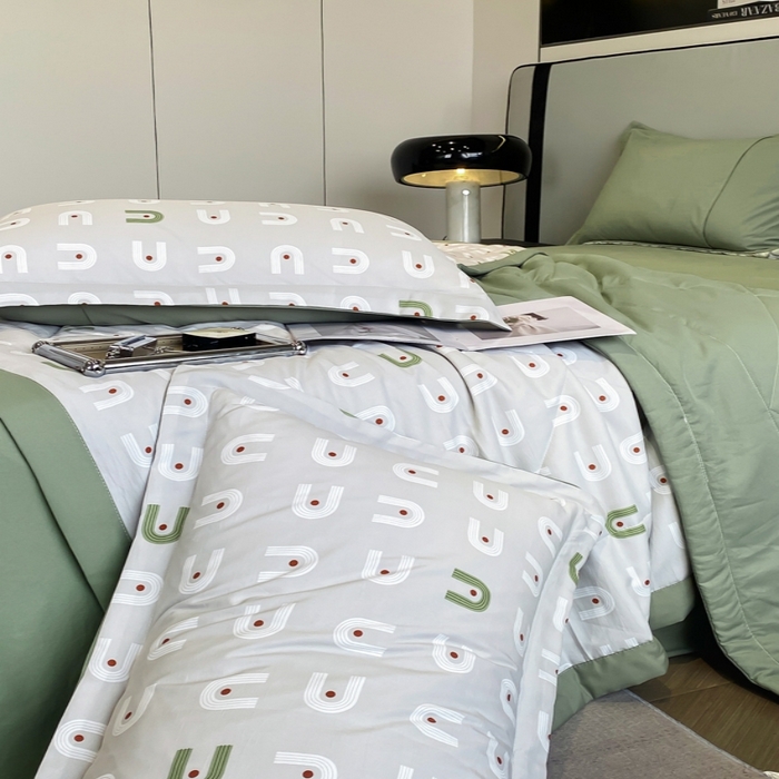 91家纺网 家纺一手货源 找家纺 帕拉美拉 2026新款A类棉麻夏被四件套 琉璃-绿