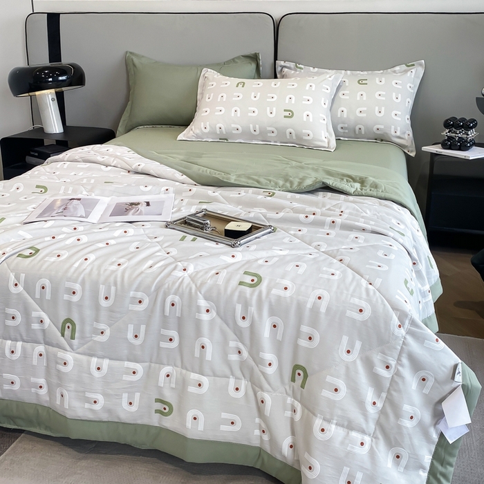 91家纺网 家纺一手货源 找家纺 帕拉美拉 2026新款A类棉麻夏被四件套 琉璃-绿