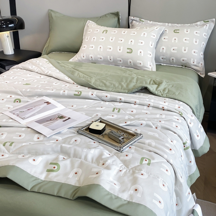 91家纺网 家纺一手货源 找家纺 帕拉美拉 2026新款A类棉麻夏被四件套 琉璃-绿
