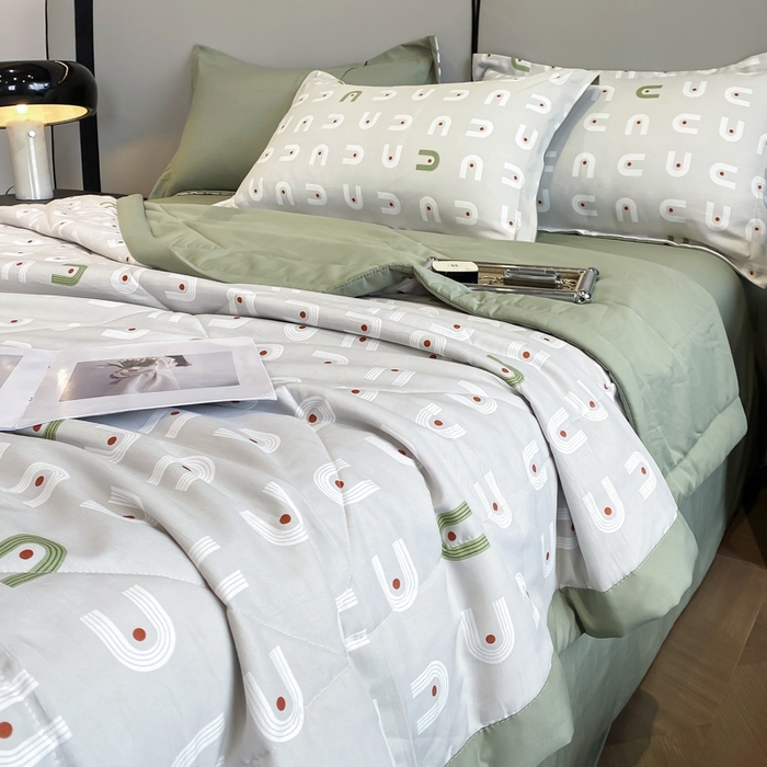 91家纺网 家纺一手货源 找家纺 帕拉美拉 2026新款A类棉麻夏被四件套 琉璃-绿