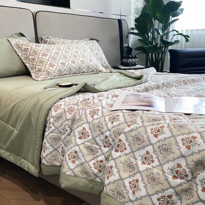 91家纺网 家纺一手货源 找家纺 帕拉美拉 2026新款A类棉麻夏被四件套 绿野
