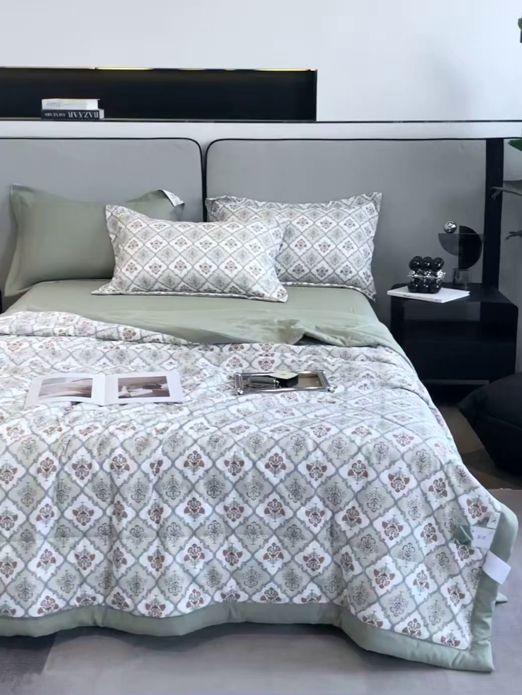 91家纺网 家纺一手货源 找家纺 帕拉美拉 2026新款A类棉麻夏被四件套 绿野