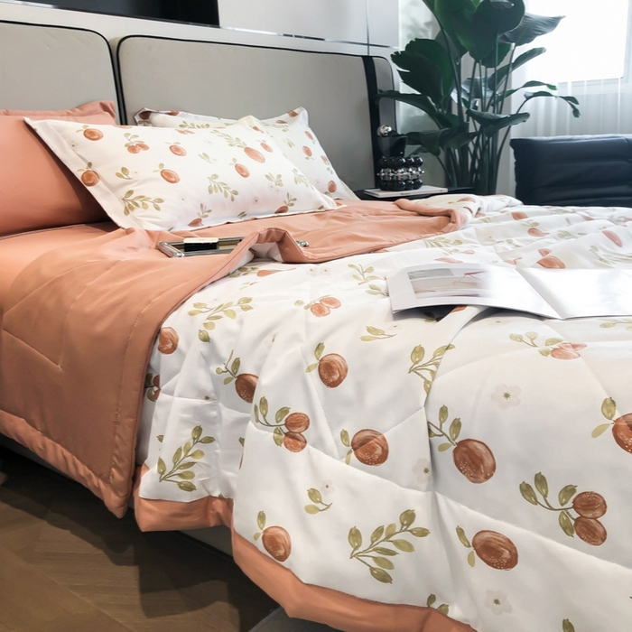 91家纺网 家纺一手货源 找家纺 帕拉美拉 2026新款A类棉麻夏被四件套 秘语-橙