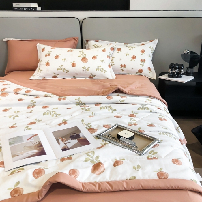 91家纺网 家纺一手货源 找家纺 帕拉美拉 2026新款A类棉麻夏被四件套 秘语-橙