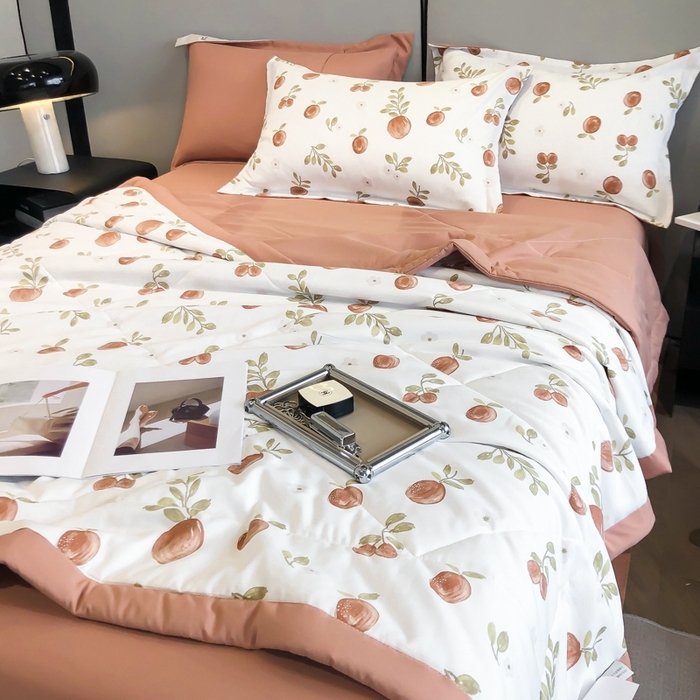 91家纺网 家纺一手货源 找家纺 帕拉美拉 2026新款A类棉麻夏被四件套 秘语-橙