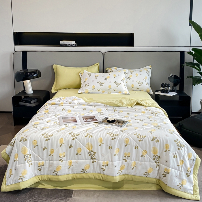 91家纺网 家纺一手货源 找家纺 帕拉美拉 2026新款A类棉麻夏被四件套 秘语-黄