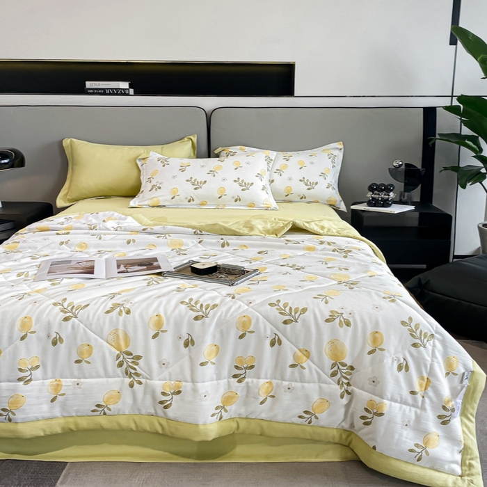 91家纺网 家纺一手货源 找家纺 帕拉美拉 2026新款A类棉麻夏被四件套 秘语-黄