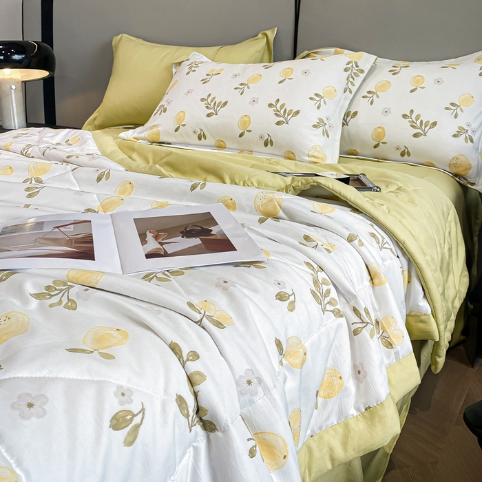 91家纺网 家纺一手货源 找家纺 帕拉美拉 2026新款A类棉麻夏被四件套 秘语-黄