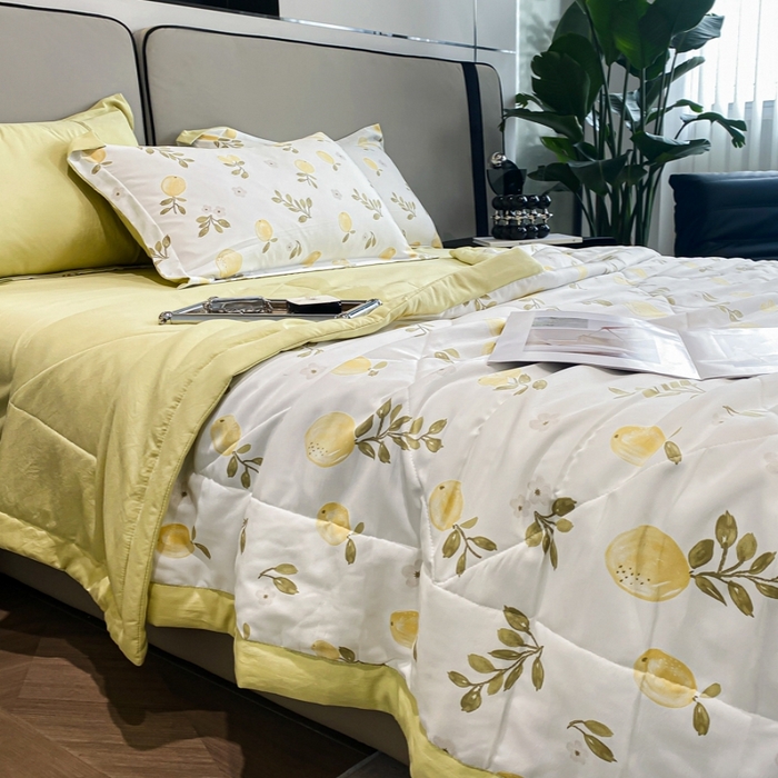 91家纺网 家纺一手货源 找家纺 帕拉美拉 2026新款A类棉麻夏被四件套 秘语-黄