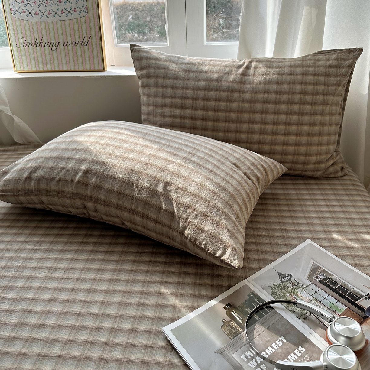 91家纺网 家纺一手货源 找家纺 （总）六巷胡同 2026新款A类全棉纯棉水洗棉色织格子单品床笠 床笠单件