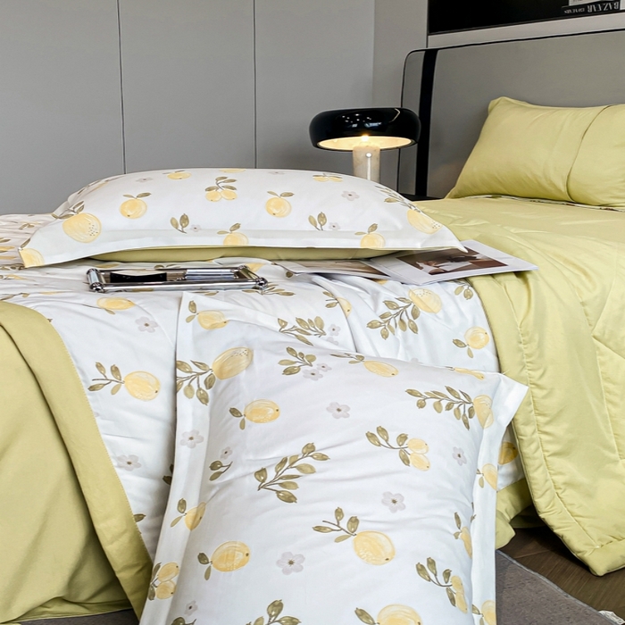 91家纺网 家纺一手货源 找家纺 帕拉美拉 2026新款A类棉麻夏被四件套 秘语-黄