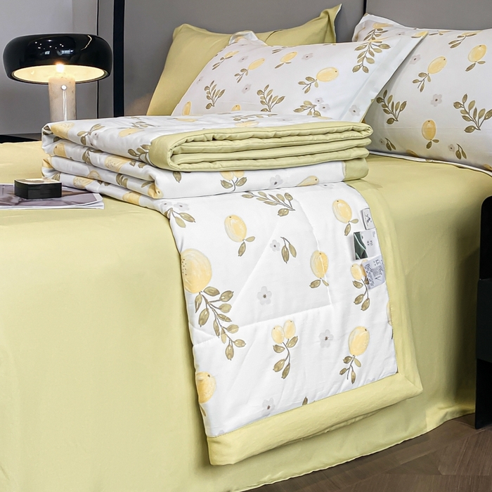 91家纺网 家纺一手货源 找家纺 帕拉美拉 2026新款A类棉麻夏被四件套 秘语-黄