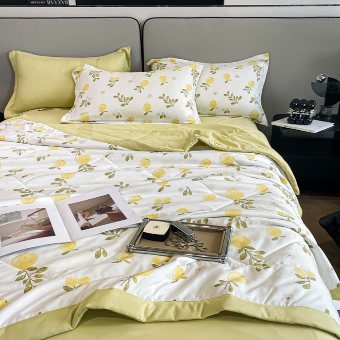 91家纺网 家纺一手货源 找家纺 帕拉美拉 2026新款A类棉麻夏被四件套 秘语-黄