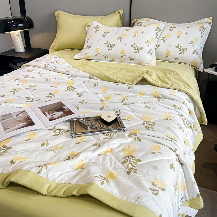 91家纺网 家纺一手货源 找家纺 帕拉美拉 2026新款A类棉麻夏被四件套 秘语-黄