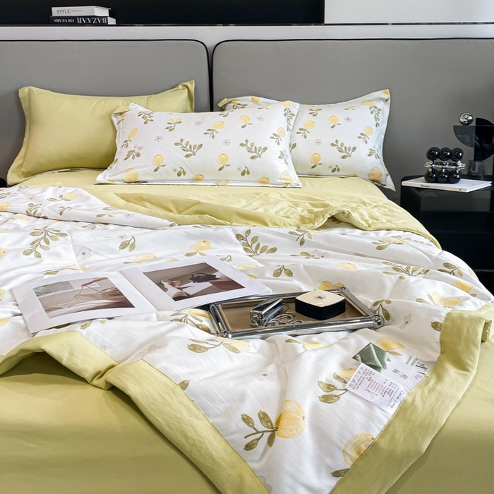 91家纺网 家纺一手货源 找家纺 帕拉美拉 2026新款A类棉麻夏被四件套 秘语-黄
