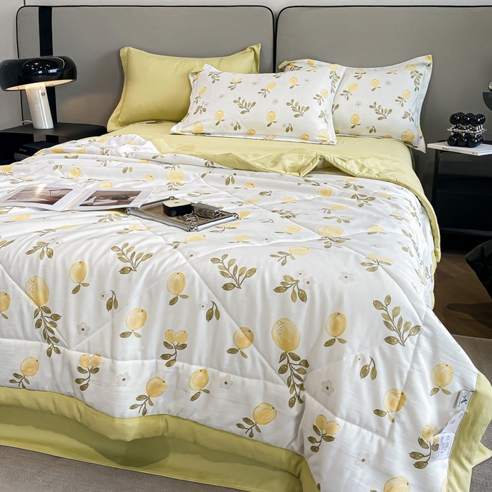 91家纺网 家纺一手货源 找家纺 帕拉美拉 2026新款A类棉麻夏被四件套 秘语-黄