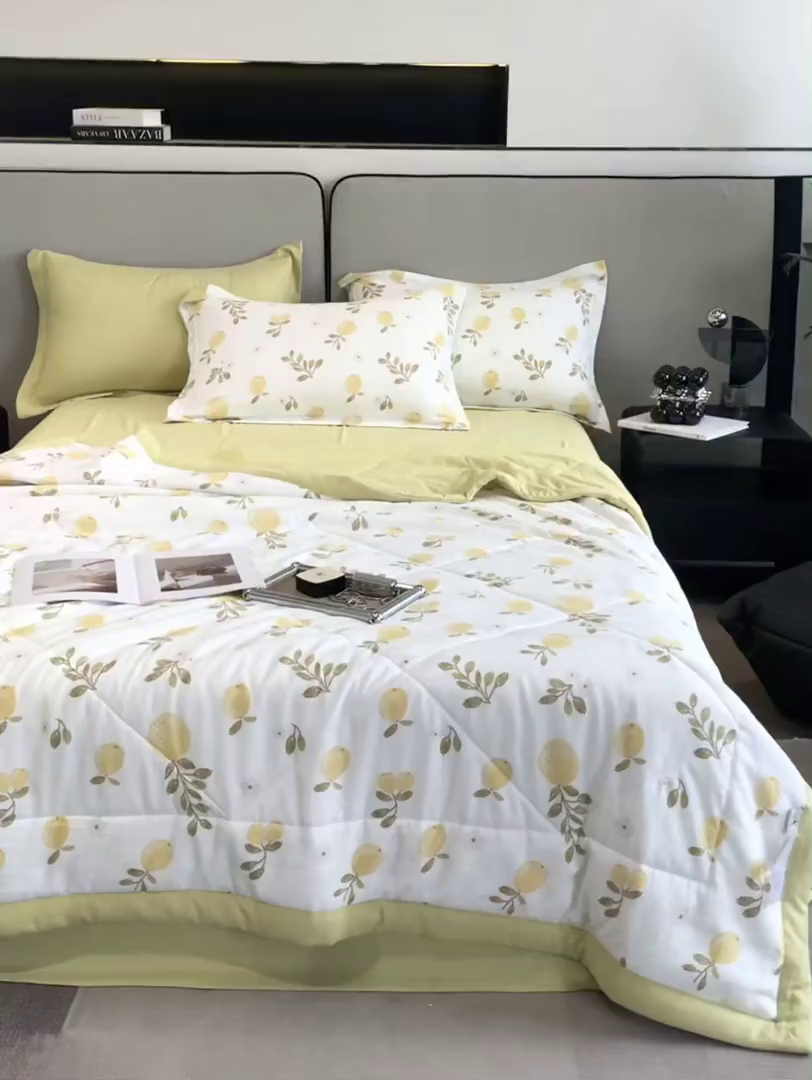 91家纺网 家纺一手货源 找家纺 帕拉美拉 2026新款A类棉麻夏被四件套 秘语-黄