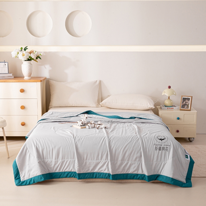 91家纺网 家纺一手货源 找家纺 圣梦莱羽绒家纺 2026新款A类棉花被夏被水洗棉春秋被 7A 抗菌被芯 灰色-夏被