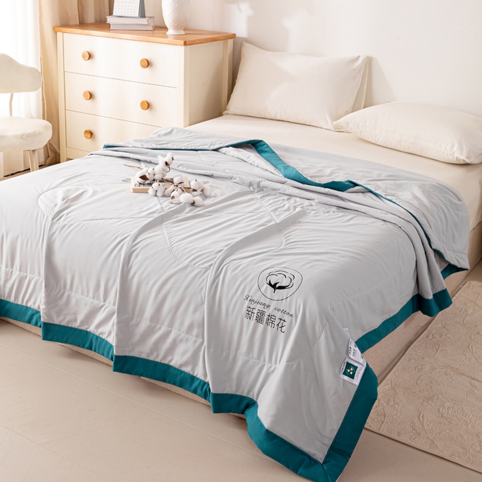 91家纺网 家纺一手货源 找家纺 圣梦莱羽绒家纺 2026新款A类棉花被夏被水洗棉春秋被 7A 抗菌被芯 灰色-夏被