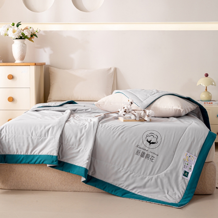 91家纺网 家纺一手货源 找家纺 圣梦莱羽绒家纺 2026新款A类棉花被夏被水洗棉春秋被 7A 抗菌被芯 灰色-夏被