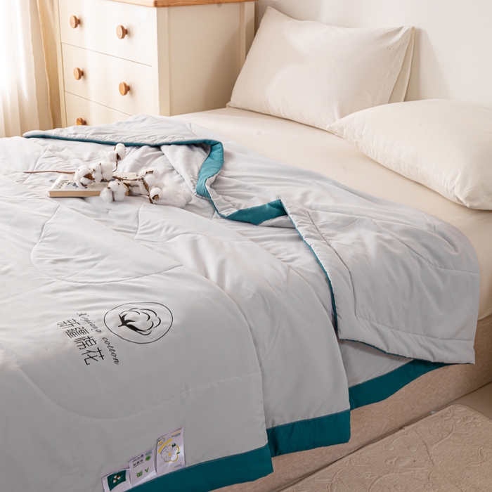 91家纺网 家纺一手货源 找家纺 圣梦莱羽绒家纺 2026新款A类棉花被夏被水洗棉春秋被 7A 抗菌被芯 灰色-夏被