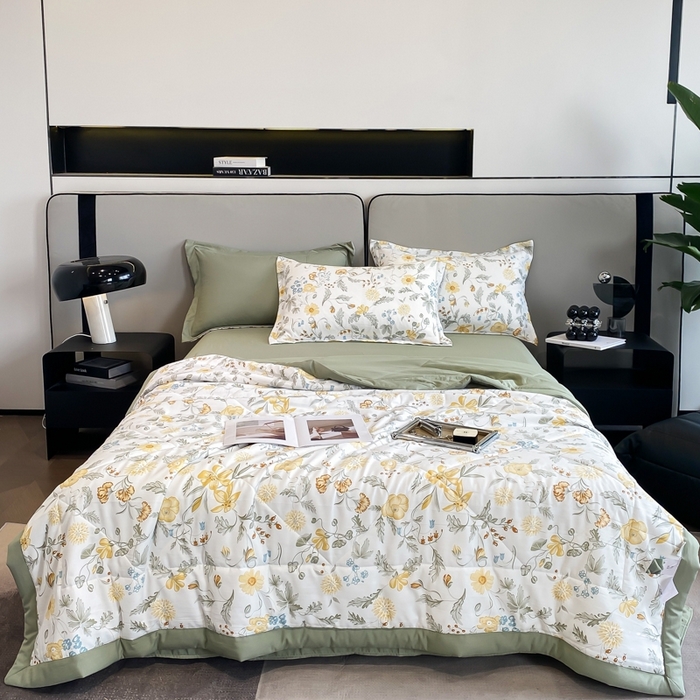 91家纺网 家纺一手货源 找家纺 帕拉美拉 2026新款A类棉麻夏被四件套 陌上花开