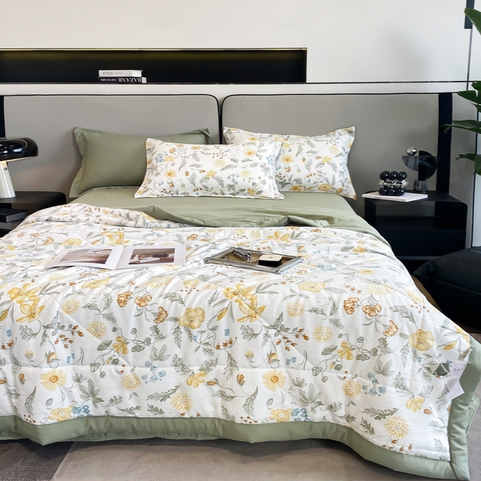 91家纺网 家纺一手货源 找家纺 帕拉美拉 2026新款A类棉麻夏被四件套 陌上花开