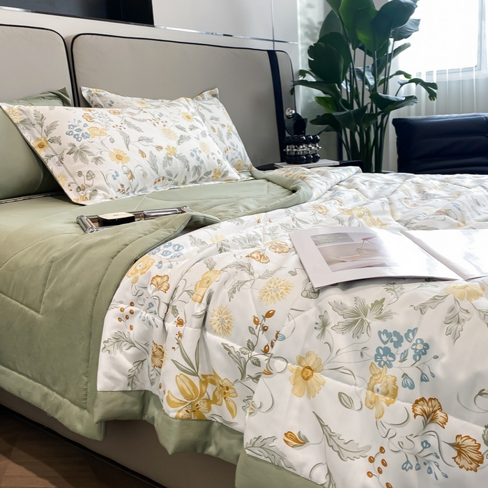 91家纺网 家纺一手货源 找家纺 帕拉美拉 2026新款A类棉麻夏被四件套 陌上花开