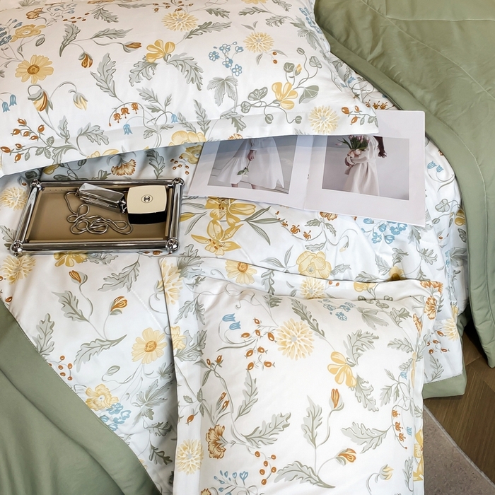 91家纺网 家纺一手货源 找家纺 帕拉美拉 2026新款A类棉麻夏被四件套 陌上花开